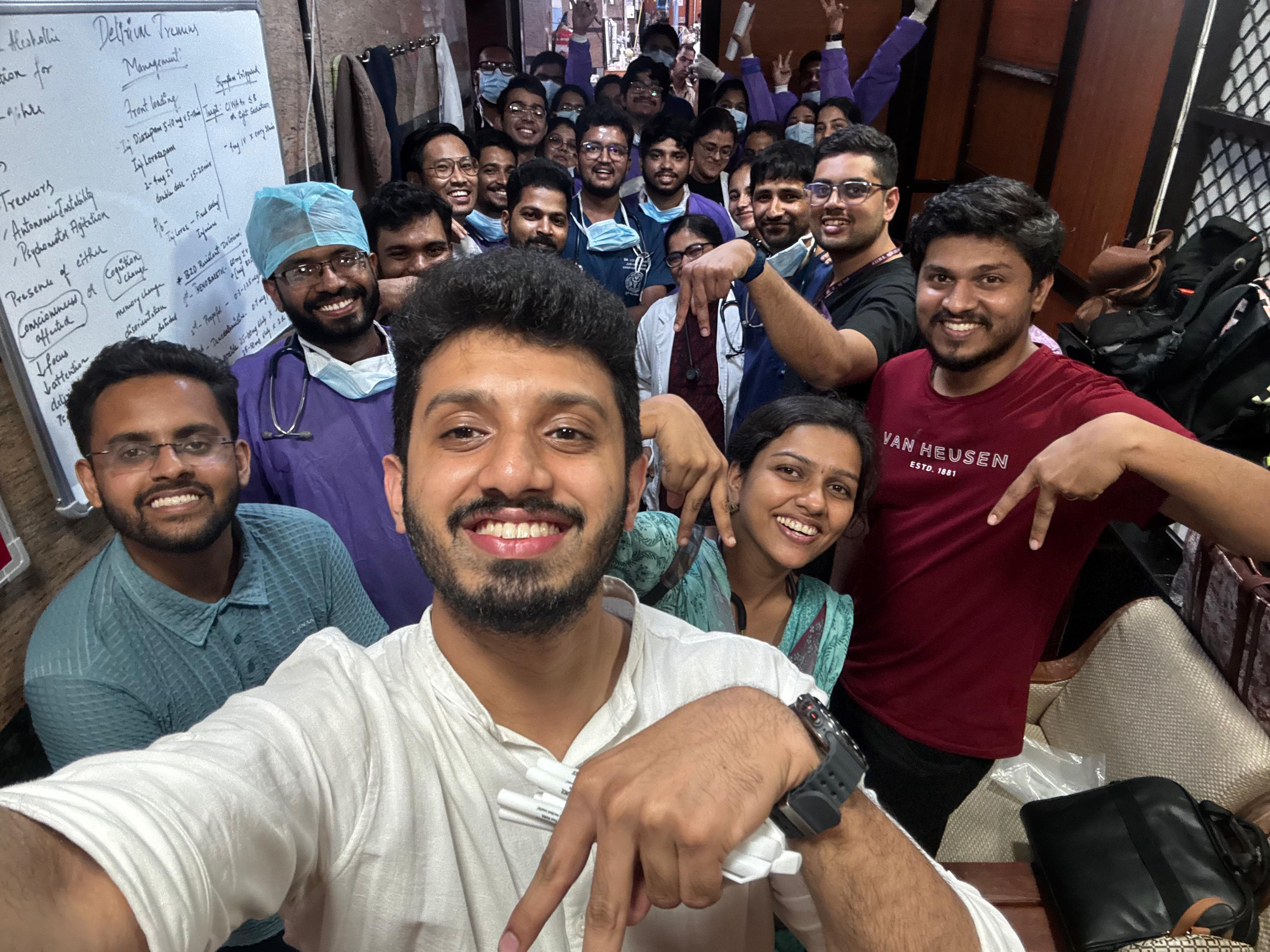 Team members celebrating a success